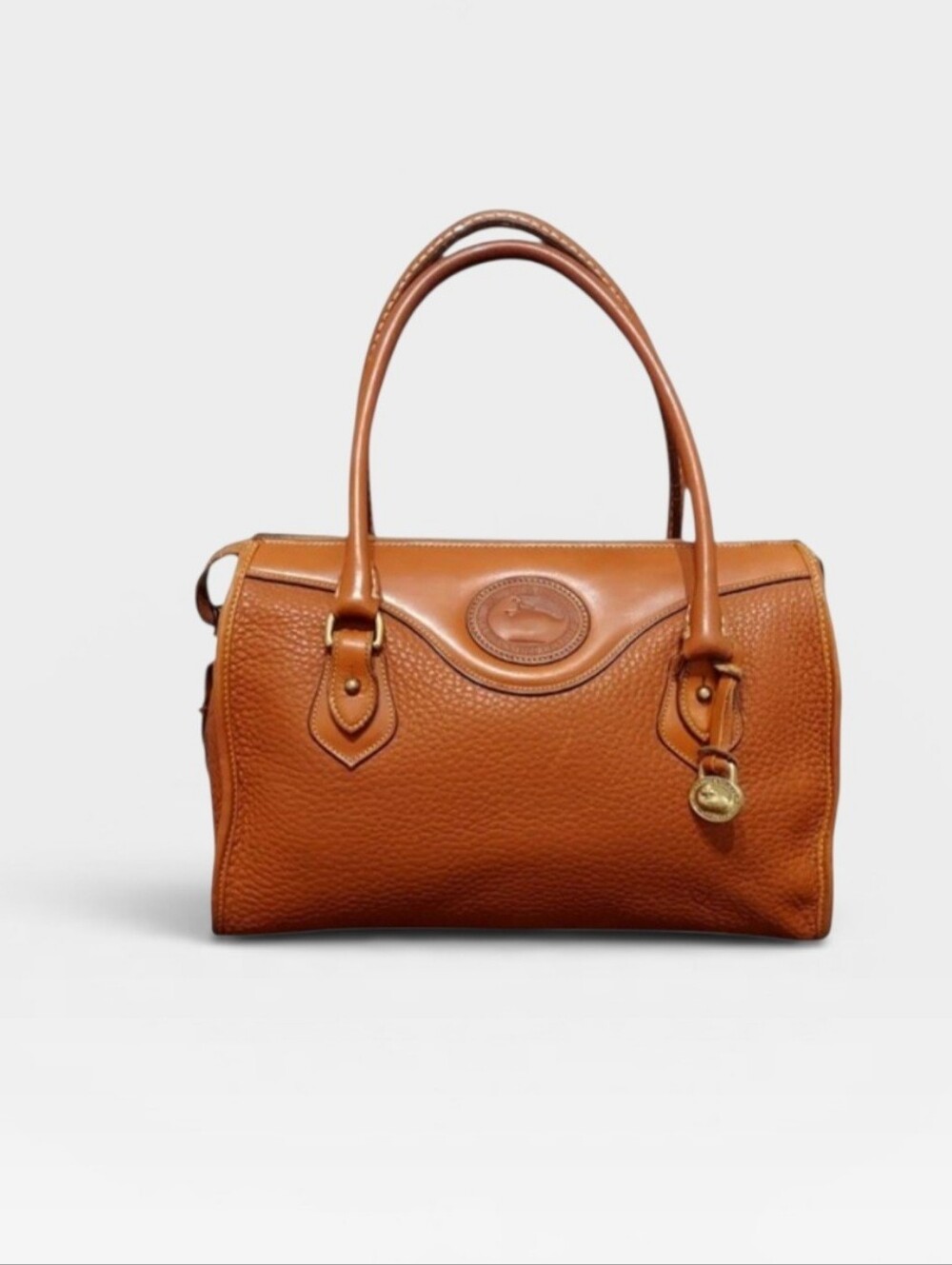 Dooney & Bourke 1990s Vintage All Weather Leather Satchel With Brass Hardware